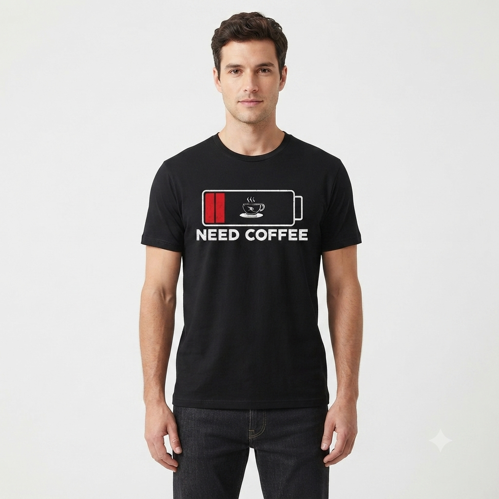 Graphic Printed Tee – Need Coffee